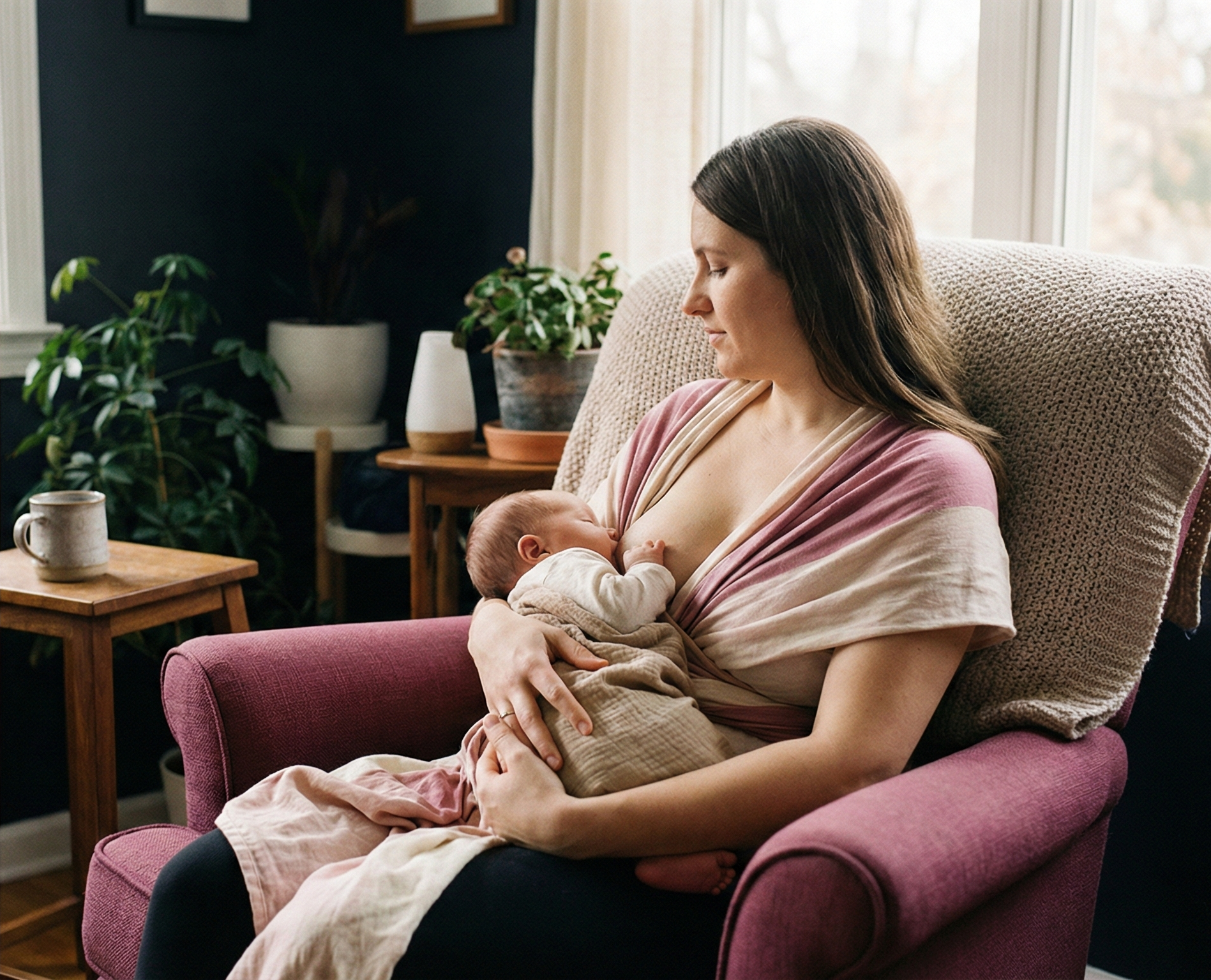 Położna z mamą i noworodkiem